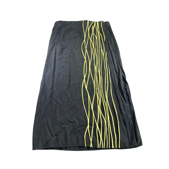 Maxi Skirt- Side Slit- Sz 16- Black green vertical design- Giorgio Fiorlini Plus - Picture 1 of 7